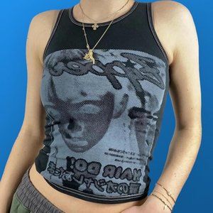 Printed y2k crop top